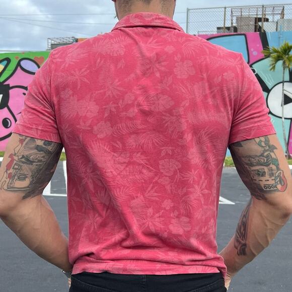 Zinovizo Men's Hawaiian Print Collared Button Down Polo Size Large - Picture 2 of 4